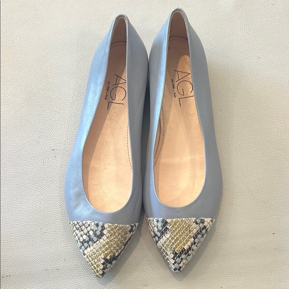 AGL Gray and Tan Flats Classic Loafers